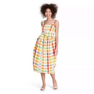 Christopher John Rogers For Target Dress Size 4 Retro Pinup Sundress Plaid NWT